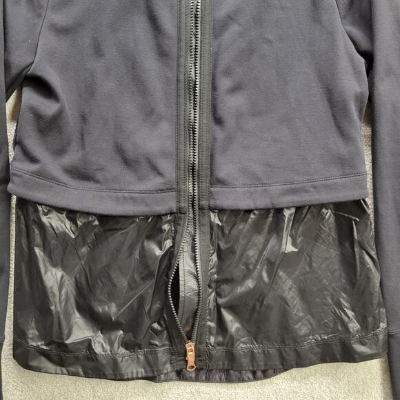Athleta Windy Point Jacket Women’s Small Black Hooded Rose Gold Trim - Picture 8 of 10